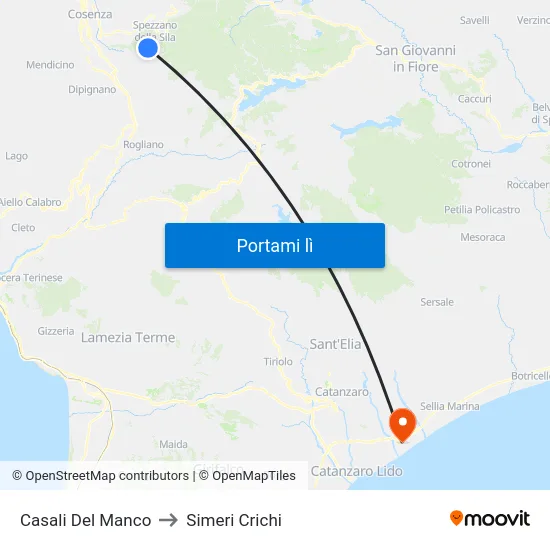 Casali Del Manco to Simeri Crichi map