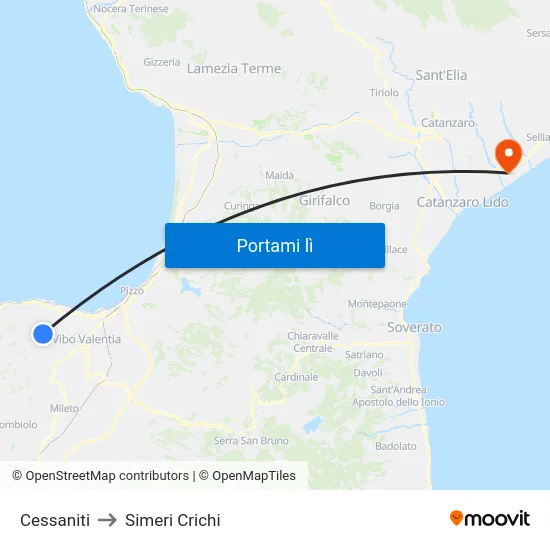 Cessaniti to Simeri Crichi map