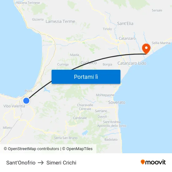 Sant'Onofrio to Simeri Crichi map