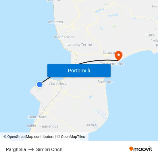 Parghelia to Simeri Crichi map