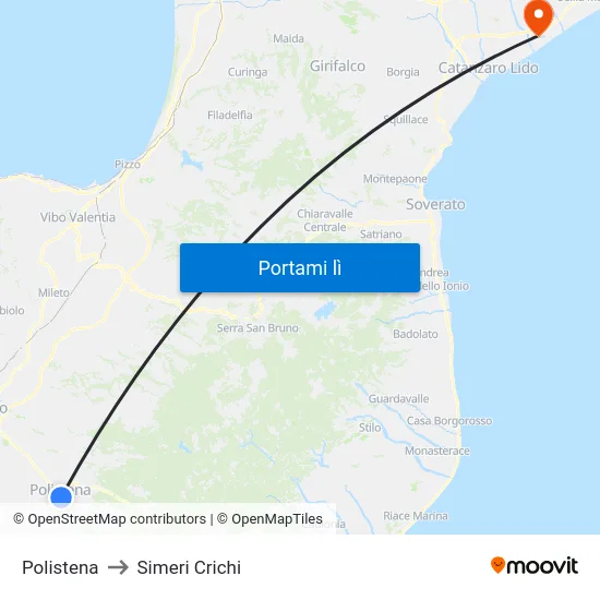 Polistena to Simeri Crichi map