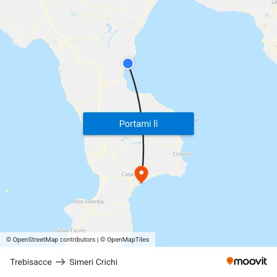 Trebisacce to Simeri Crichi map