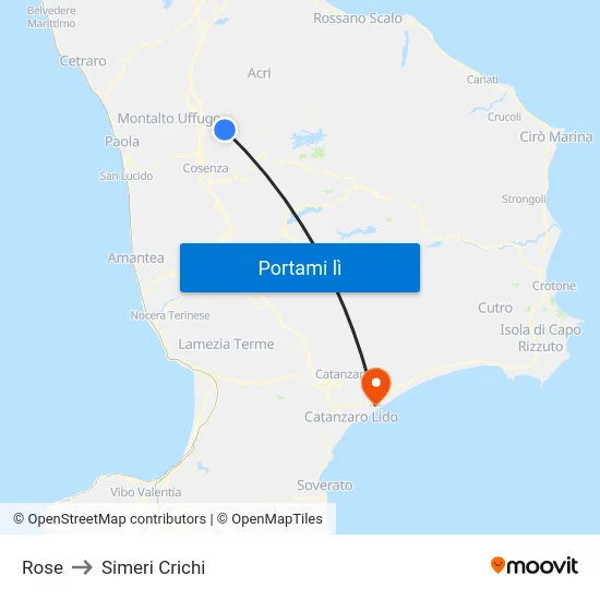 Rose to Simeri Crichi map