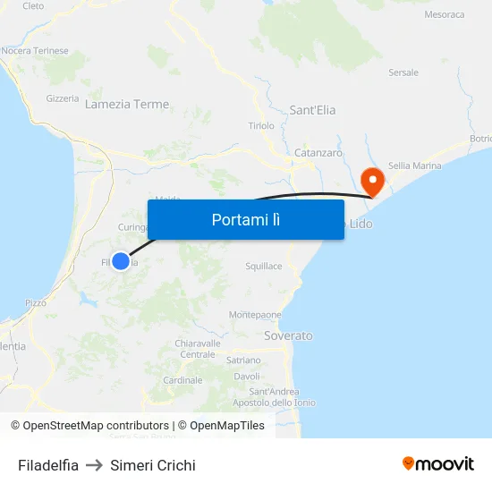 Filadelfia to Simeri Crichi map