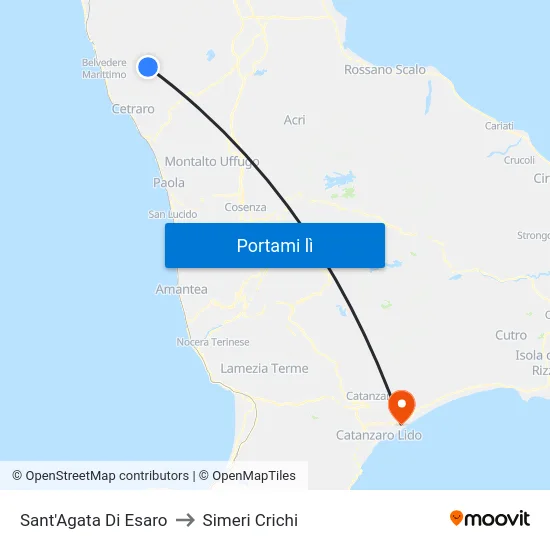 Sant'Agata Di Esaro to Simeri Crichi map
