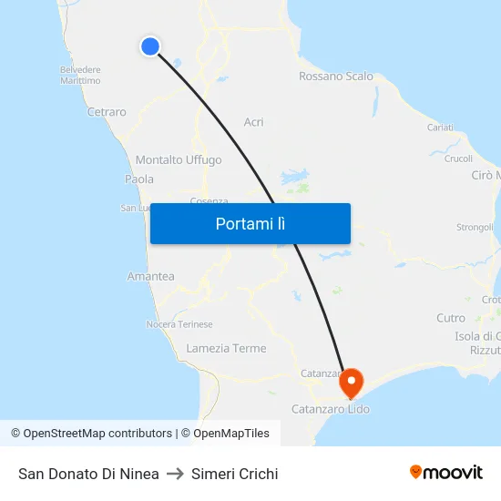 San Donato Di Ninea to Simeri Crichi map