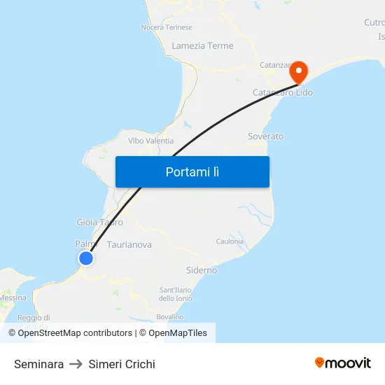 Seminara to Simeri Crichi map