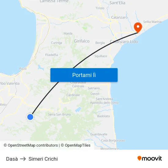 Dasà to Simeri Crichi map