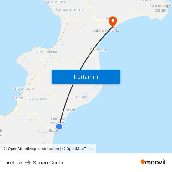 Ardore to Simeri Crichi map