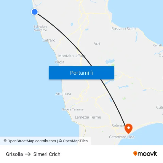 Grisolia to Simeri Crichi map