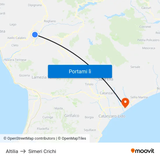 Altilia to Simeri Crichi map