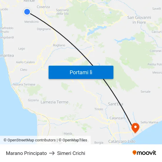 Marano Principato to Simeri Crichi map