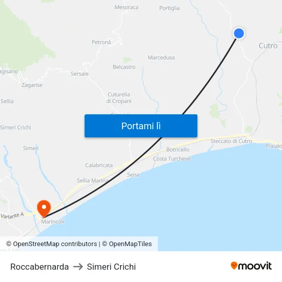 Roccabernarda to Simeri Crichi map