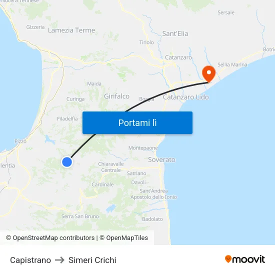 Capistrano to Simeri Crichi map