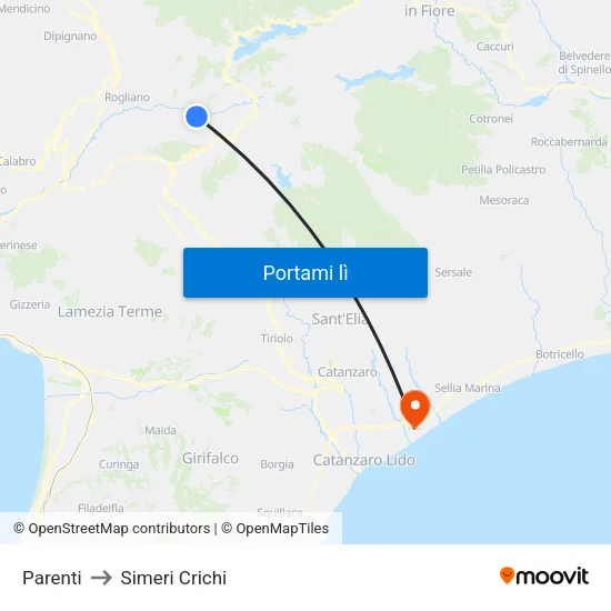 Parenti to Simeri Crichi map