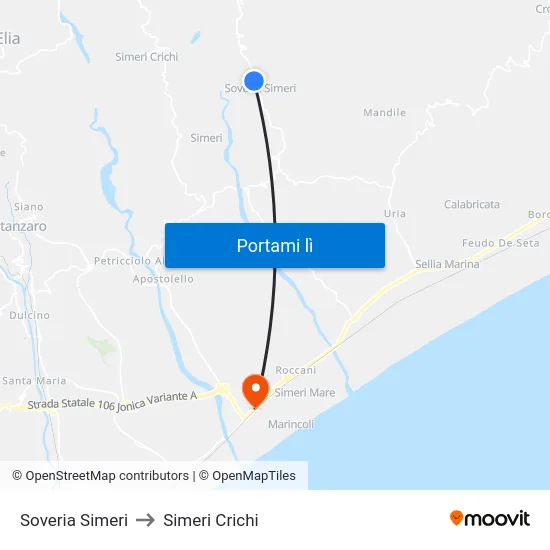 Soveria Simeri to Simeri Crichi map