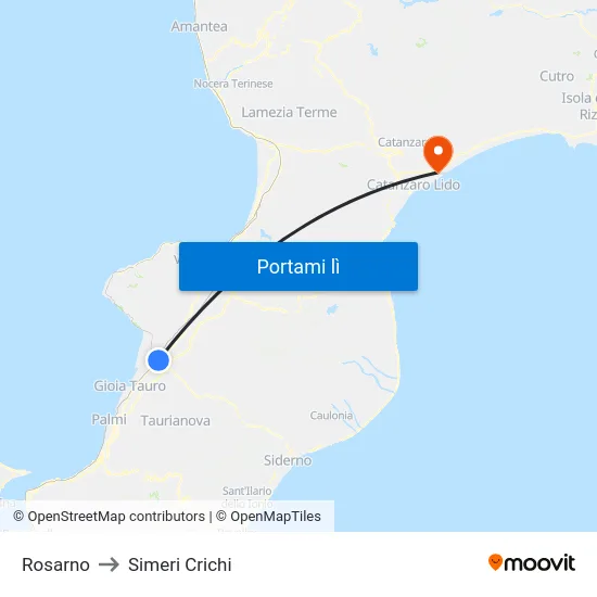 Rosarno to Simeri Crichi map