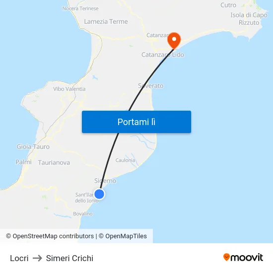 Locri to Simeri Crichi map
