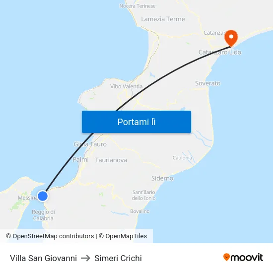 Villa San Giovanni to Simeri Crichi map
