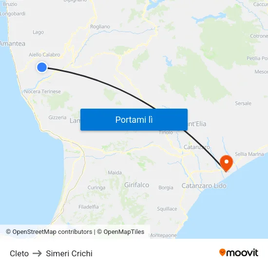 Cleto to Simeri Crichi map