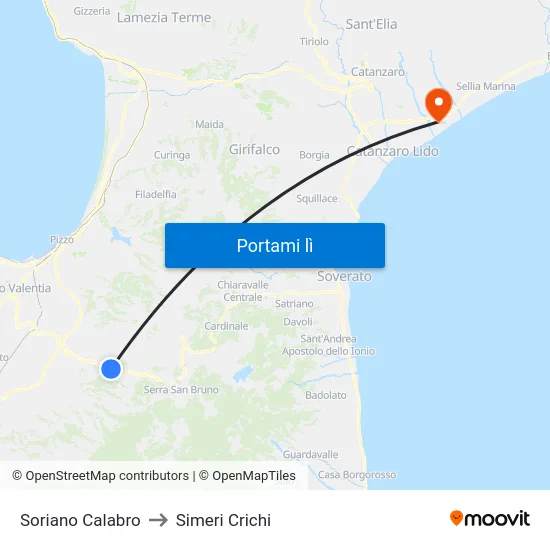 Soriano Calabro to Simeri Crichi map