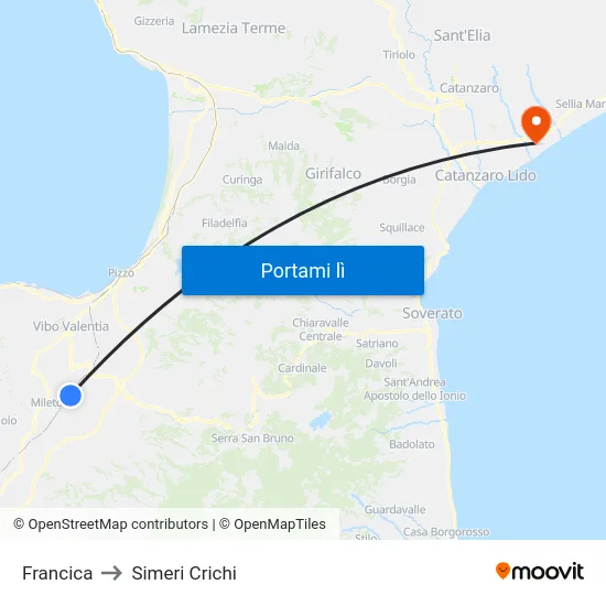 Francica to Simeri Crichi map
