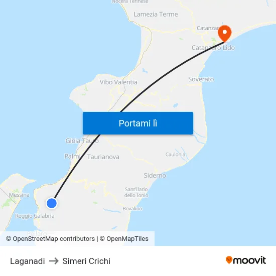 Laganadi to Simeri Crichi map