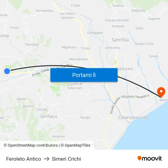 Feroleto Antico to Simeri Crichi map