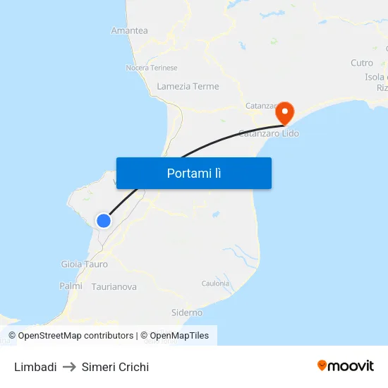Limbadi to Simeri Crichi map