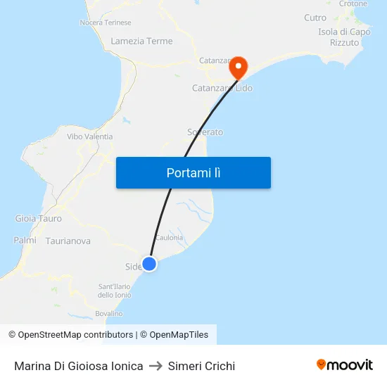 Marina Di Gioiosa Ionica to Simeri Crichi map
