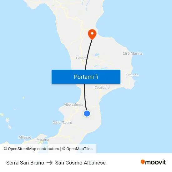 Serra San Bruno to San Cosmo Albanese map