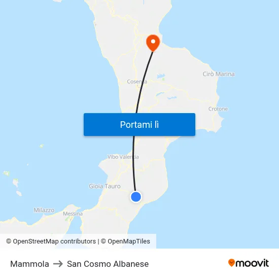Mammola to San Cosmo Albanese map