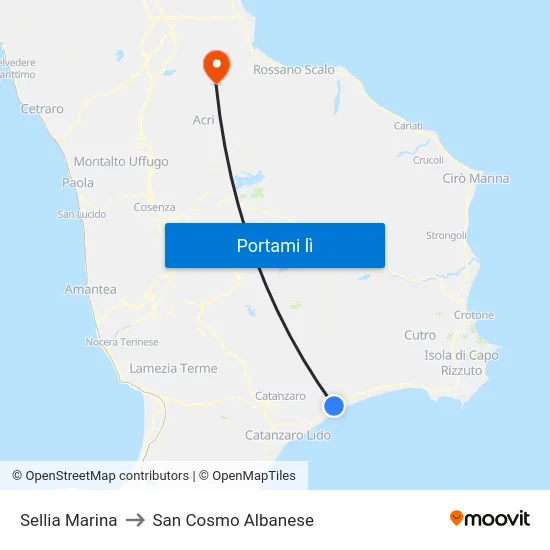 Sellia Marina to San Cosmo Albanese map