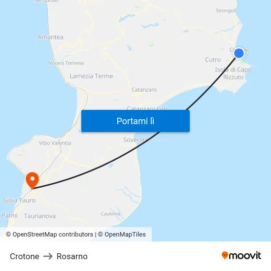 Crotone to Rosarno map
