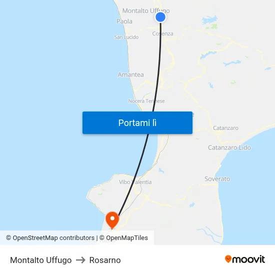 Montalto Uffugo to Rosarno map
