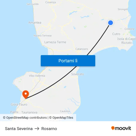 Santa Severina to Rosarno map