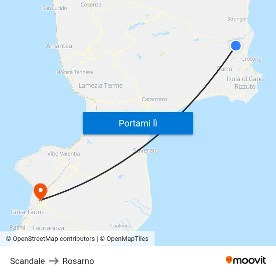 Scandale to Rosarno map