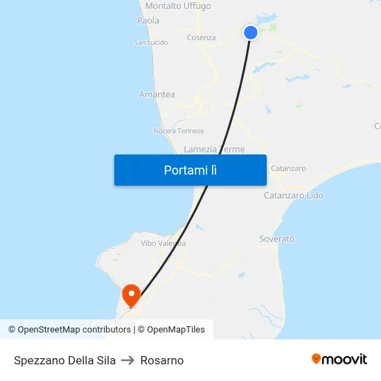 Spezzano Della Sila to Rosarno map
