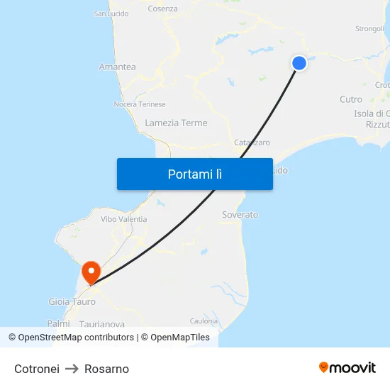 Cotronei to Rosarno map