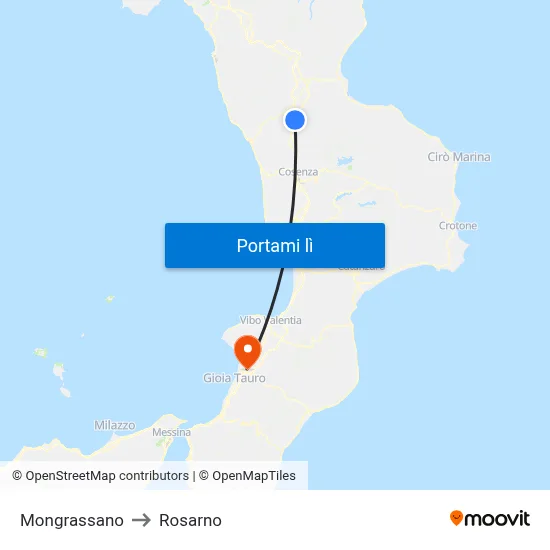 Mongrassano to Rosarno map