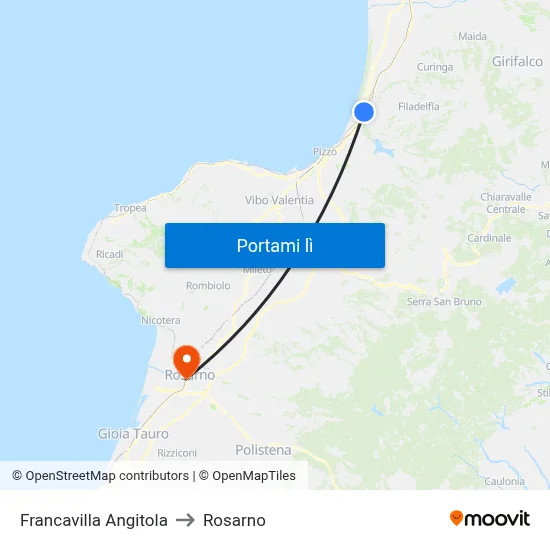 Francavilla Angitola to Rosarno map