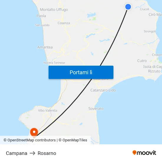 Campana to Rosarno map