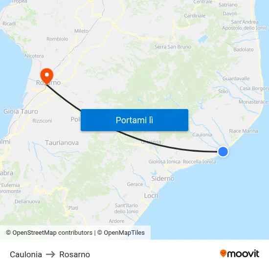 Caulonia to Rosarno map