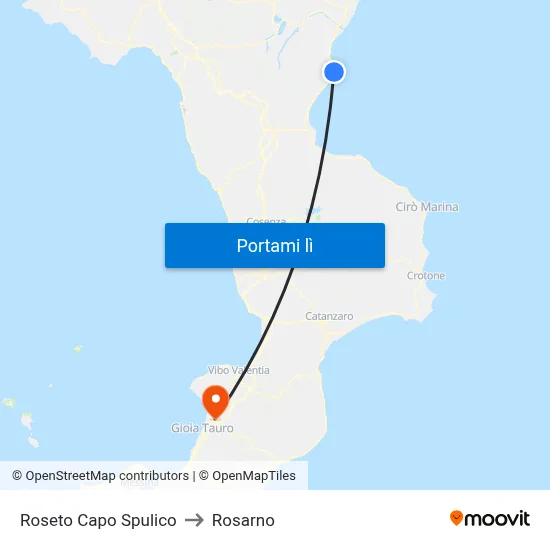 Roseto Capo Spulico to Rosarno map