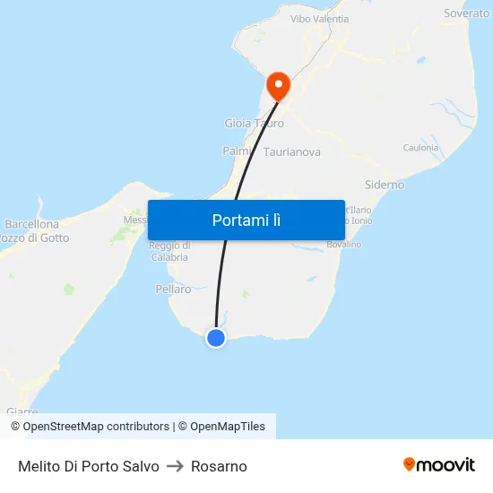 Melito Di Porto Salvo to Rosarno map