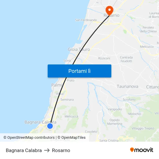 Bagnara Calabra to Rosarno map