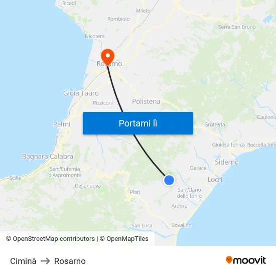 Ciminà to Rosarno map