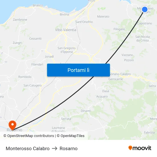 Monterosso Calabro to Rosarno map