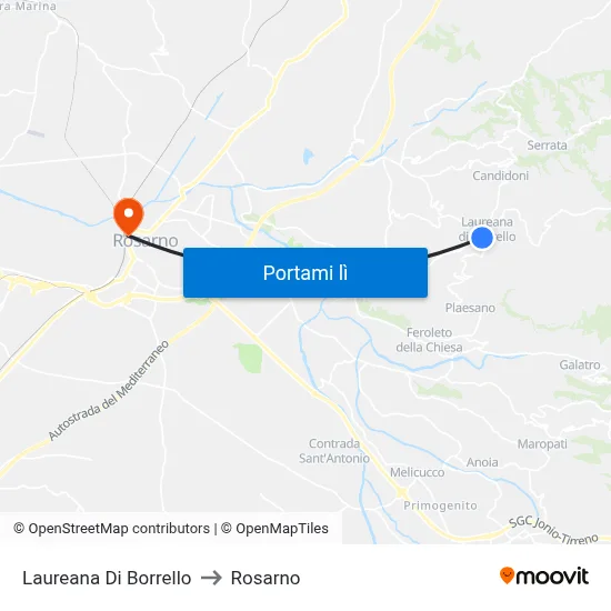 Laureana Di Borrello to Rosarno map