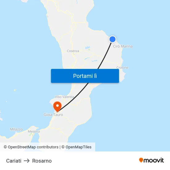 Cariati to Rosarno map